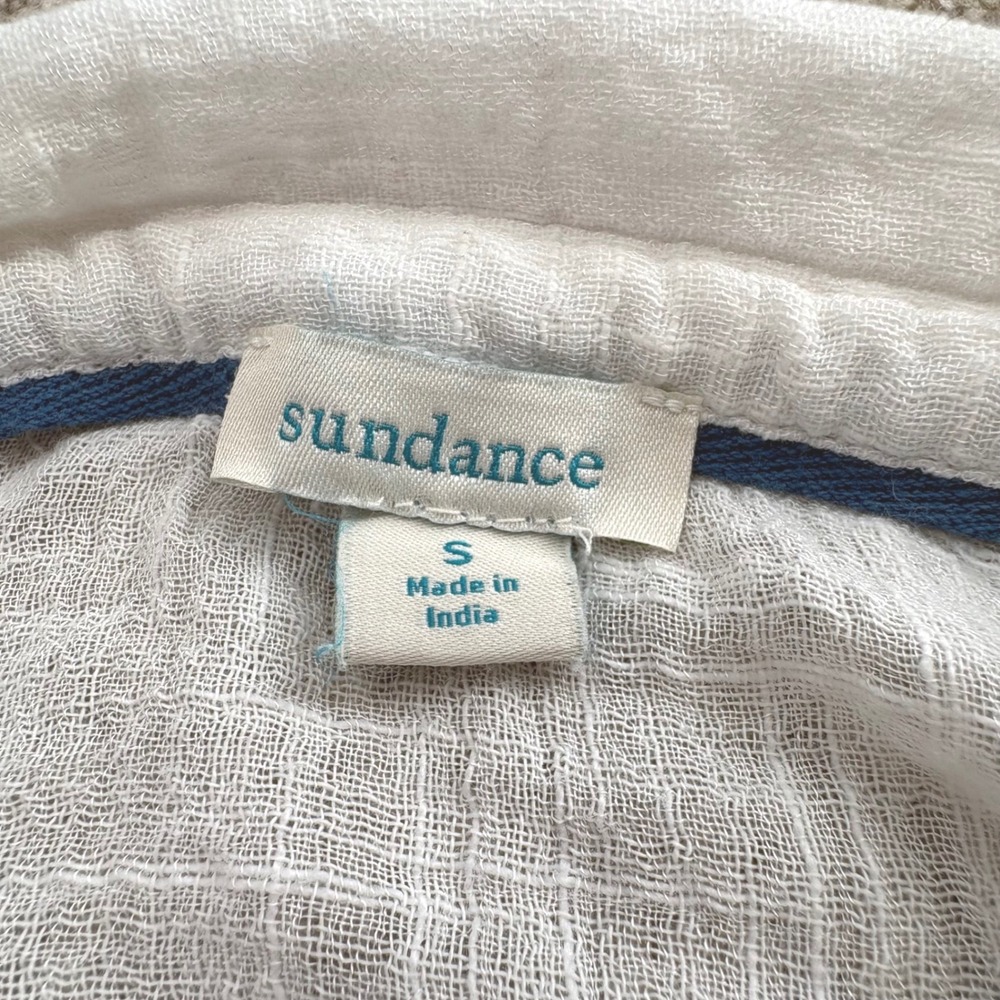 Sundance Gauze Button Down Shirt Womens SM Ivory Boxy Boho Oversized Beach - Picture 9 of 10